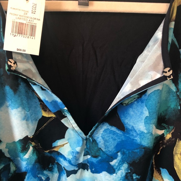 The Limited Collection Blouse Peony Watercolors Sz 2X BNWT Big Florals Office - Picture 9 of 13